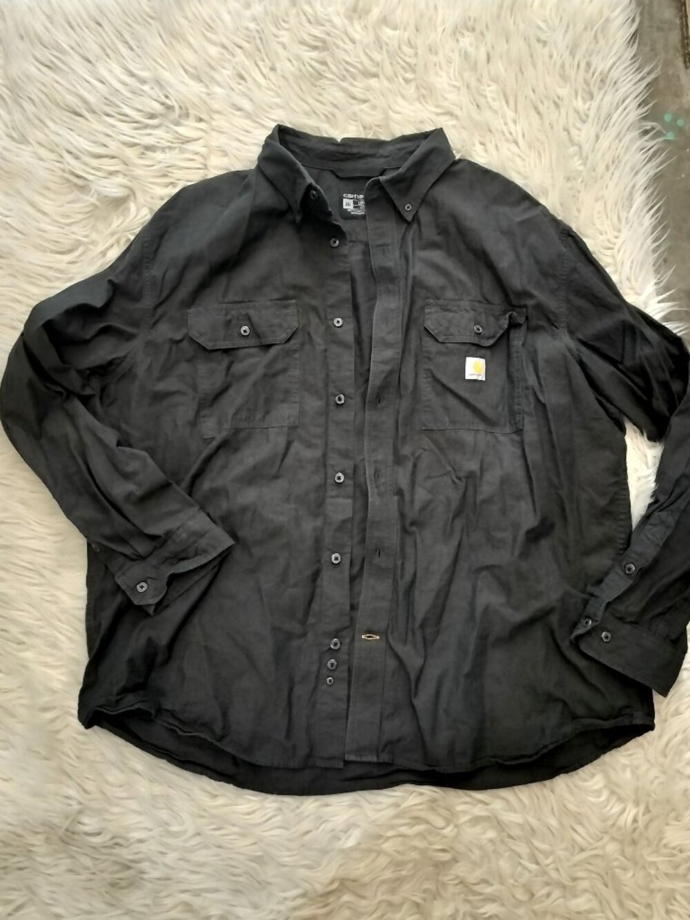 Carhartt Men's Black Rugged Flex Loose Fit Long Sleeve Chambray Work Shirt 2XL